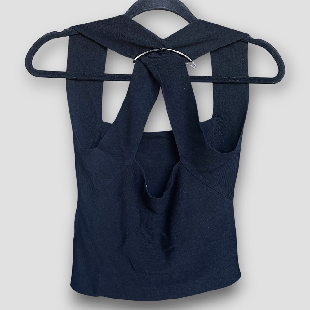 Black Ribbed Open-Back Top | Thick Knit | Size S - Picture 3 of 5